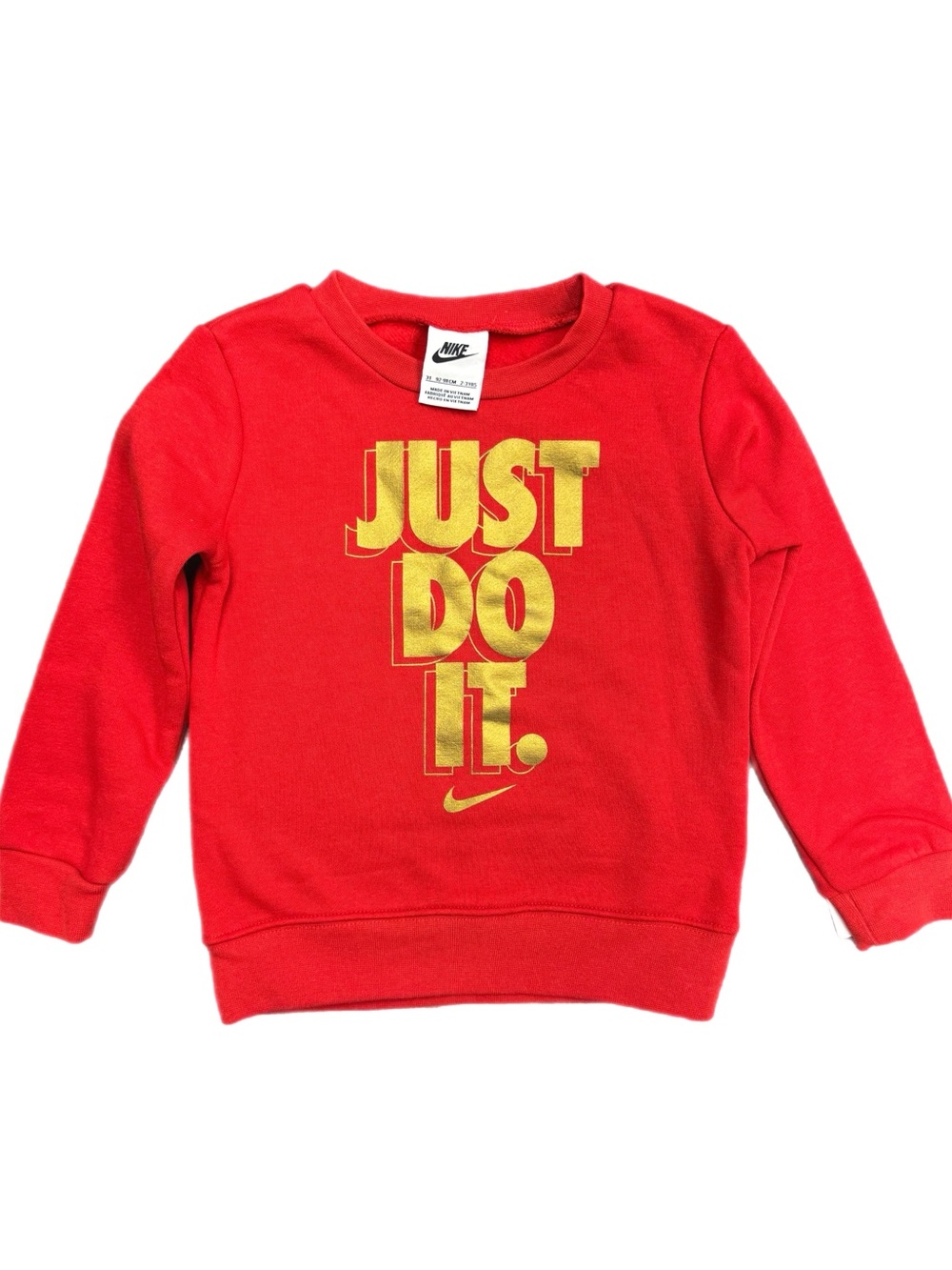 Nike Kids Toddler Red Sweatshirt with Gold "Just Do It" Graphic 3T